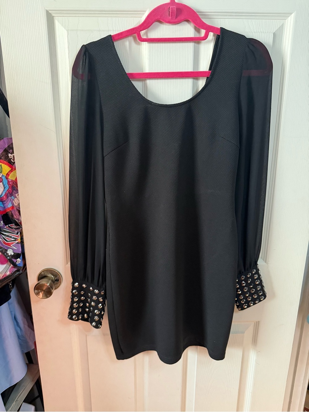 Double Zero Black Long-Sleeve Stud Cuff Dress Woman’s Size Medium